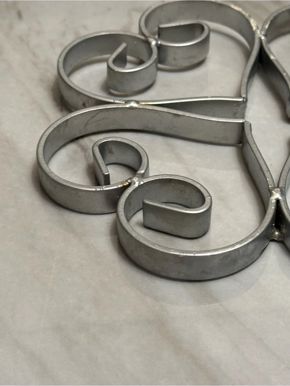 Silver plated heart pattern trivet mid century French table accessory
